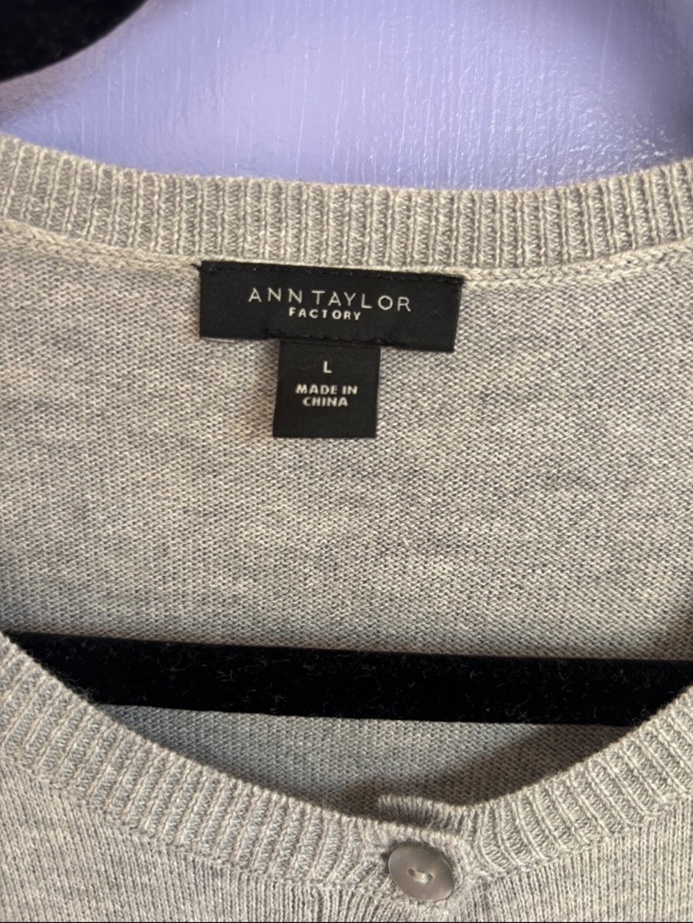 Ann Taylor Heather Light Gray Crewneck Button Cardigan Sweater Long Sleeve - Picture 2 of 8